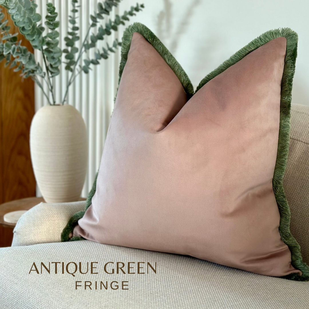 BLUSH VELVET | Fringed Cushion