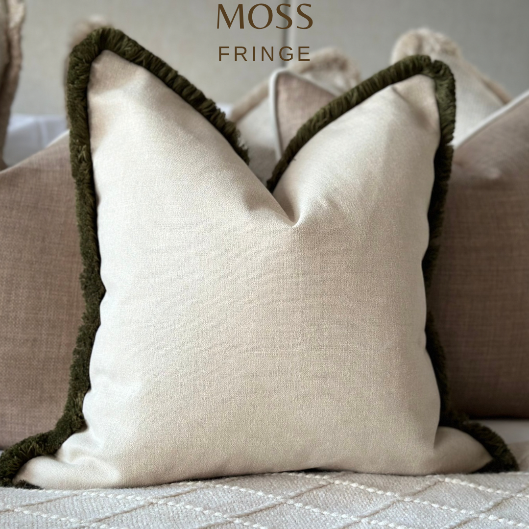 DARK CREAM | Fringed Cushion