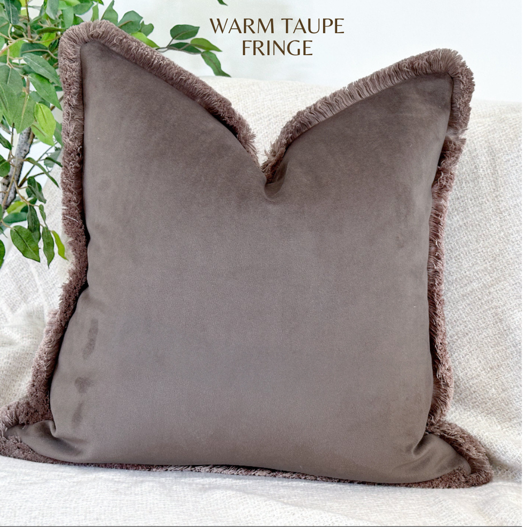 MOLE VELVET | Brown Toned Fringed cushion