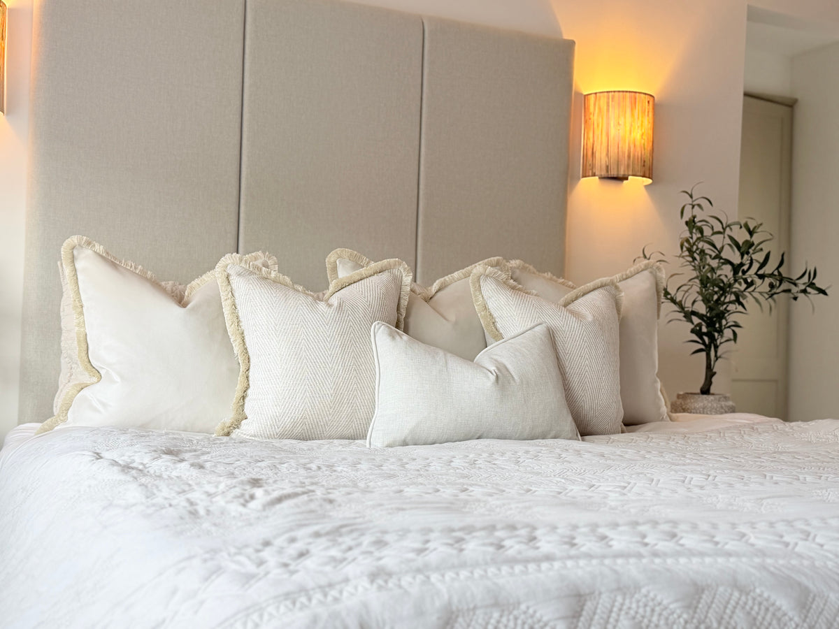 Aurelia Bed Cushion Set herringbone fabric