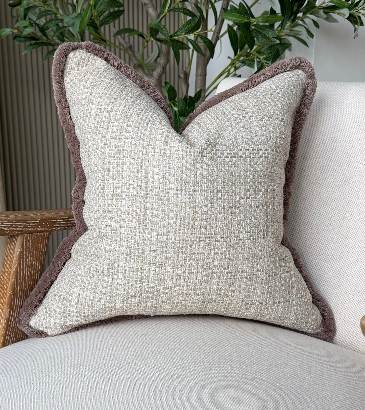 Lexi cushion cover - warm taupe fringe
