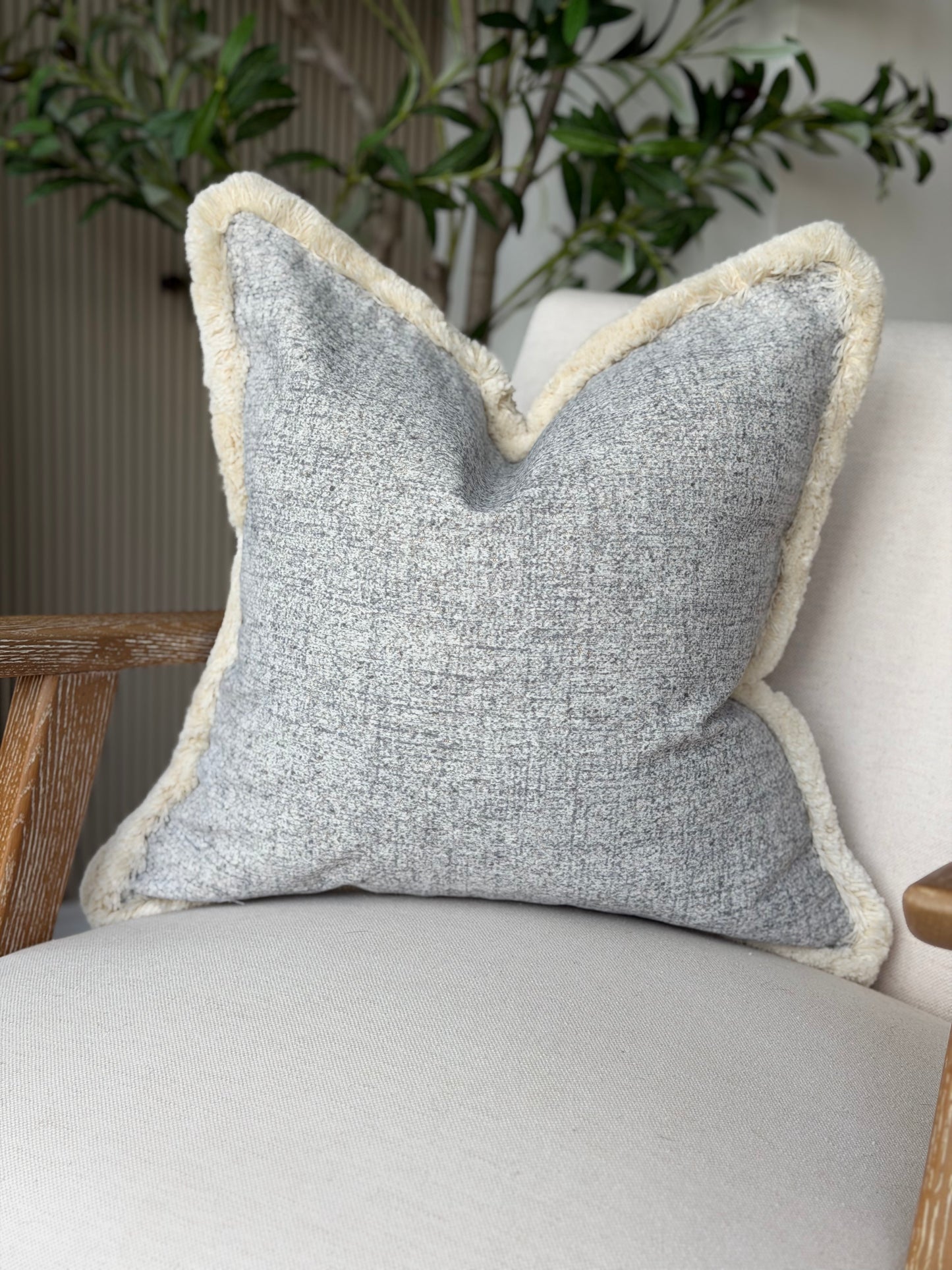 Hamptons - cream fringe cushion cover