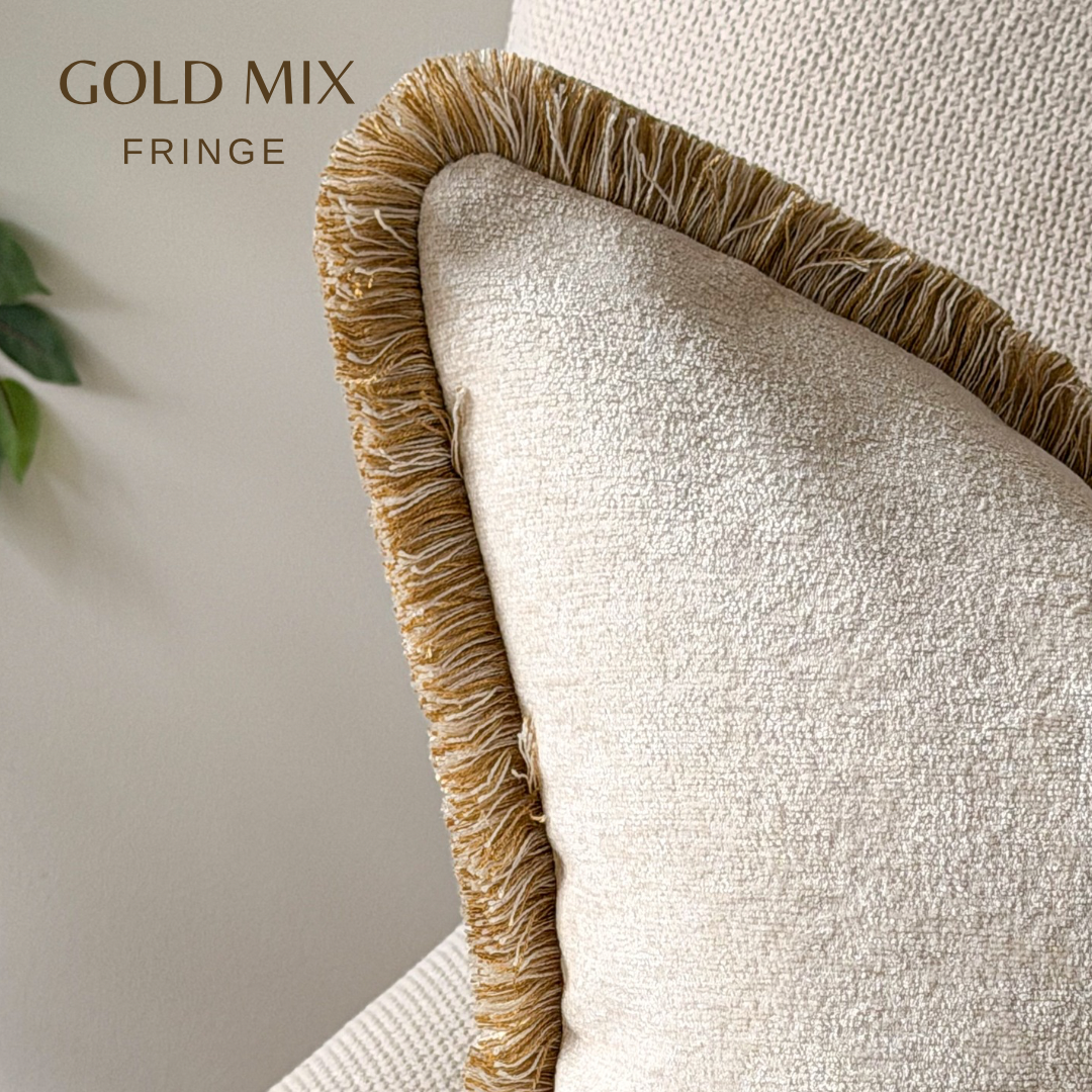 TEXTURED IVORY | Fringed Cushion