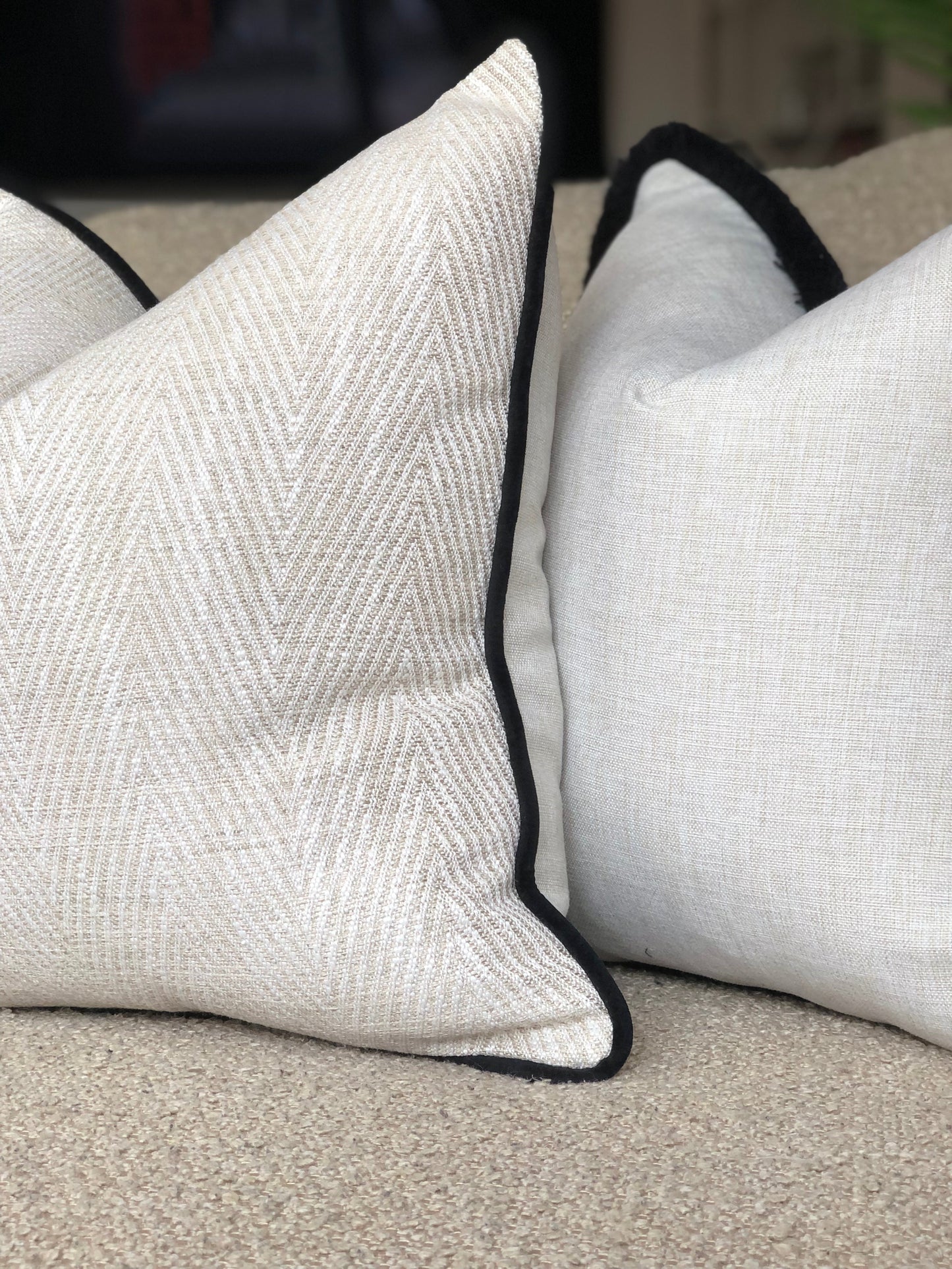 luxury cushions with black outline