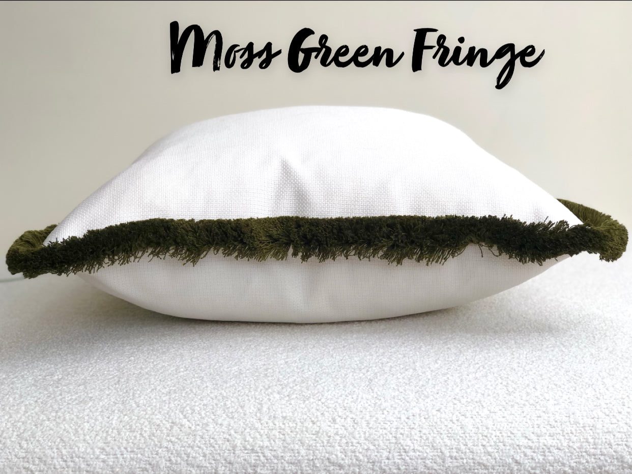 LIGHT CREAM | Linen Look Fringed Cushion