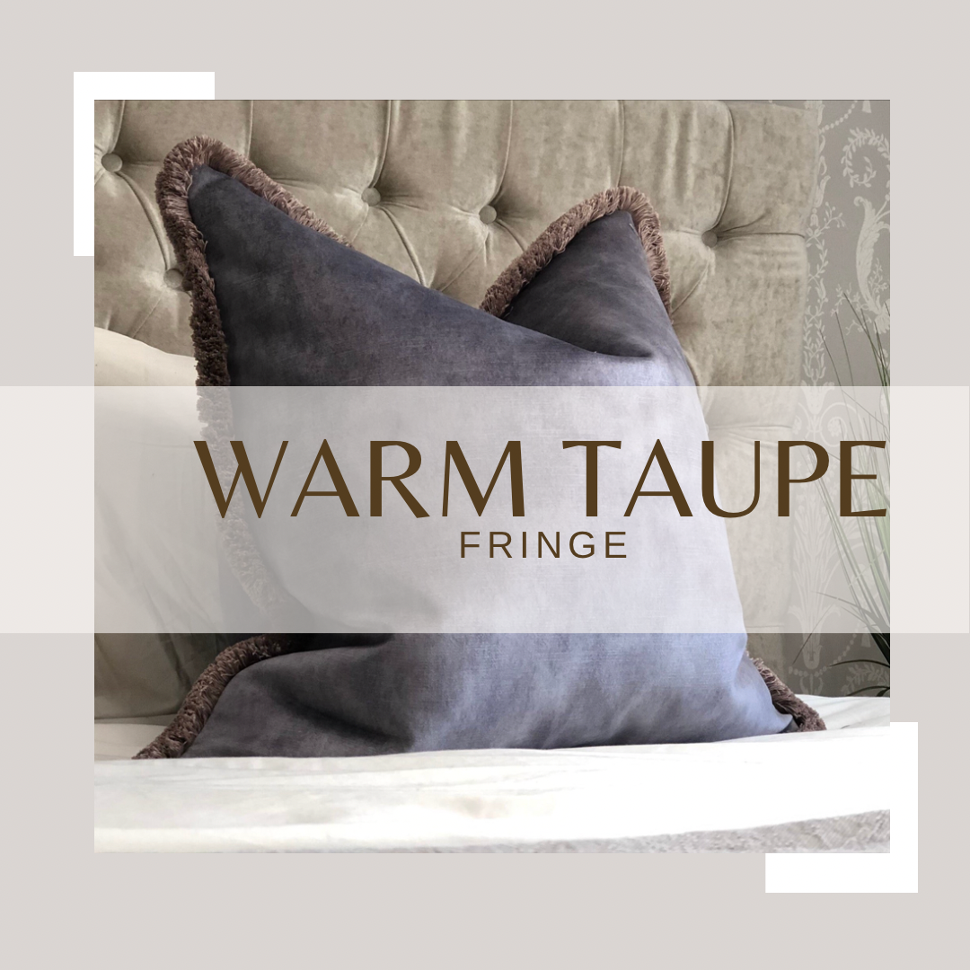 LUXURY GREY | Velvet Cushion - Fringed & Piped
