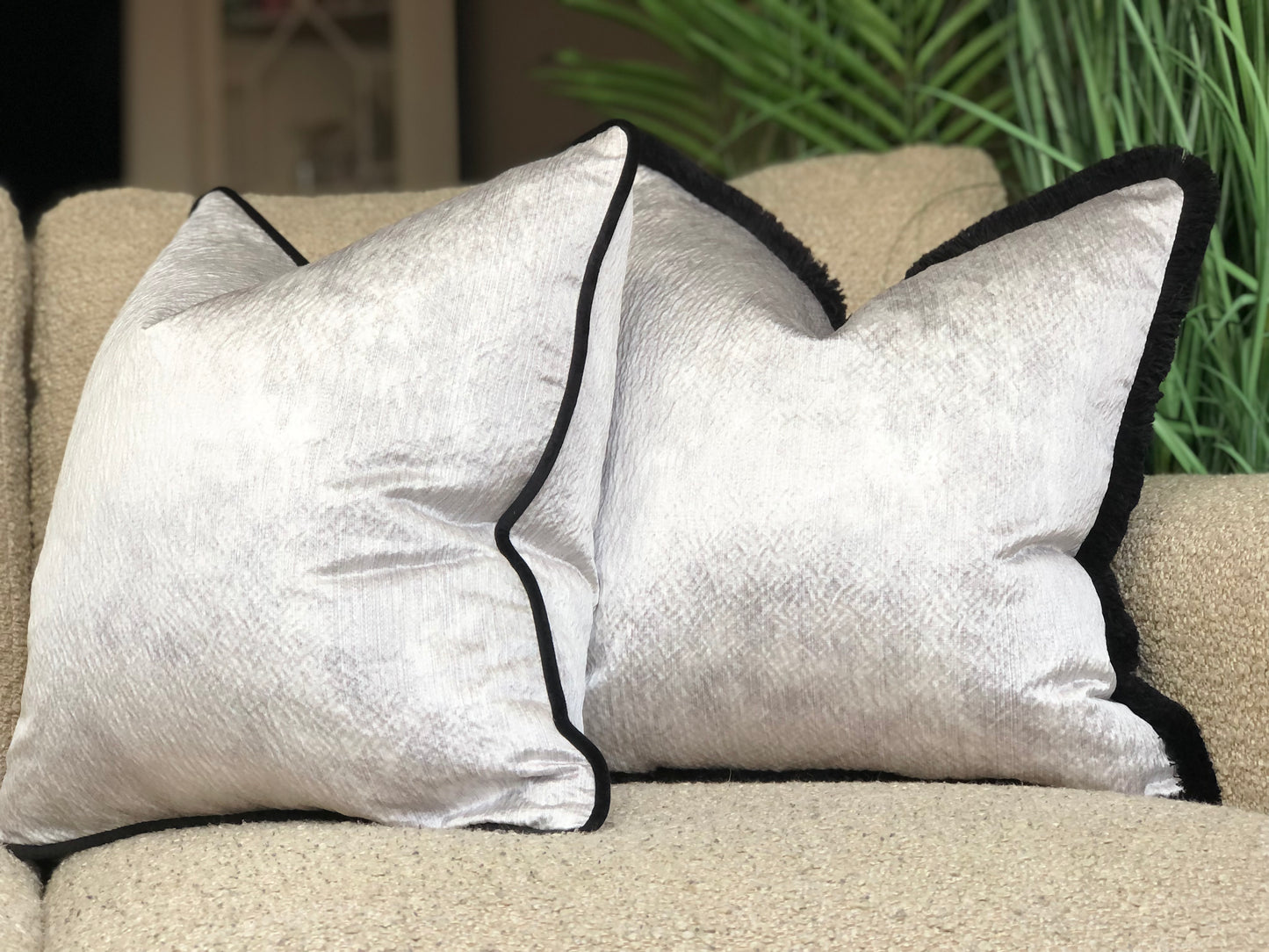 SILVERSTONE | Silver Cushion - Fringed & Piped