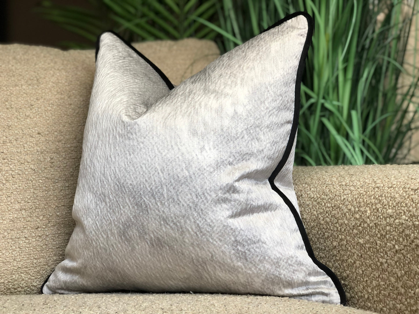 SILVERSTONE | Silver Cushion - Fringed & Piped