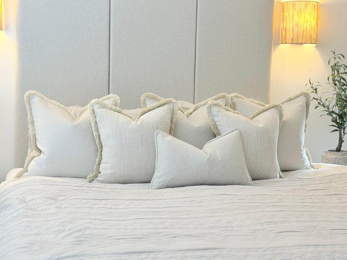 Aurelia Bed Cushion Set herringbone fabric