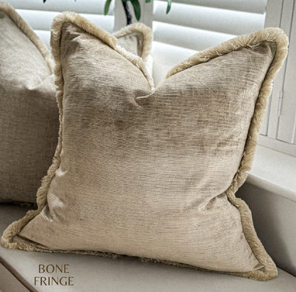 NOLA | Champagne Beige Fringed Cushion Cover