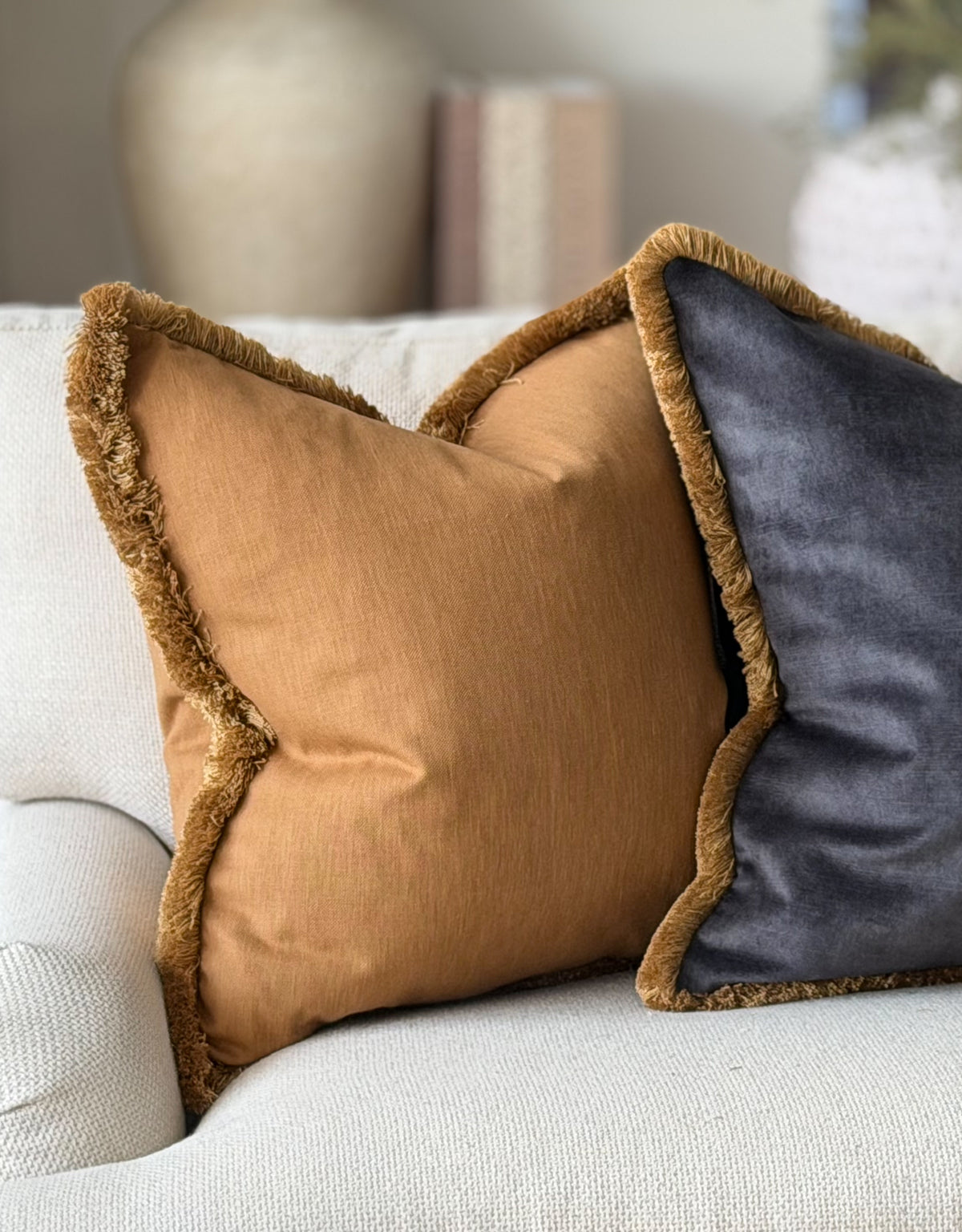 HONEY | Deep Earthy Mustard Fringed Cushion