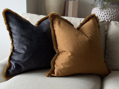 HONEY | Deep Earthy Mustard Fringed Cushion