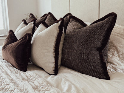 TEXTURED DARK CHOCOLATE | Fringe Cushion