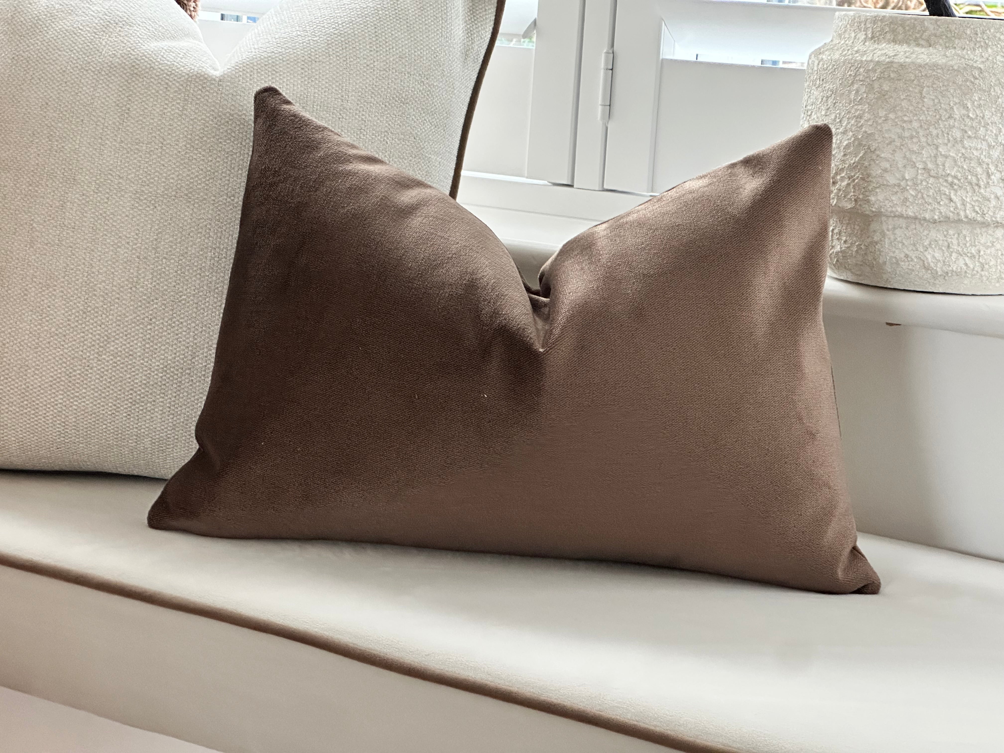 Brown Velvet Rectangle Cushion Cover | Handmade to order UK – The Cosy ...