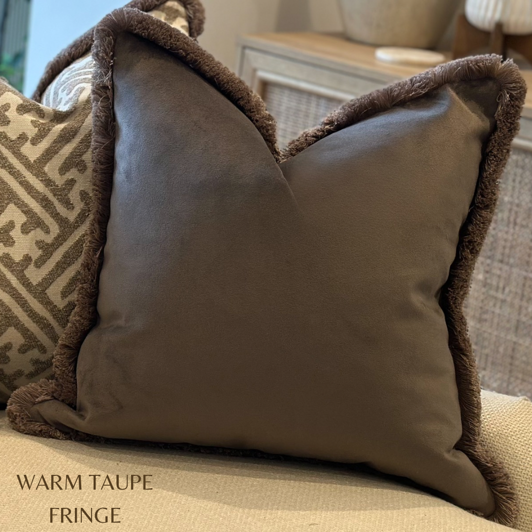MOLE VELVET | Brown Fringed cushion