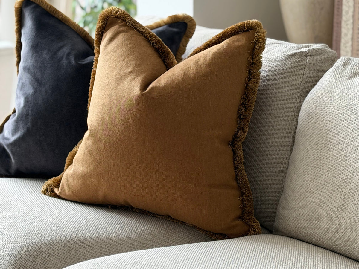 HONEY | Deep Earthy Mustard Fringed Cushion