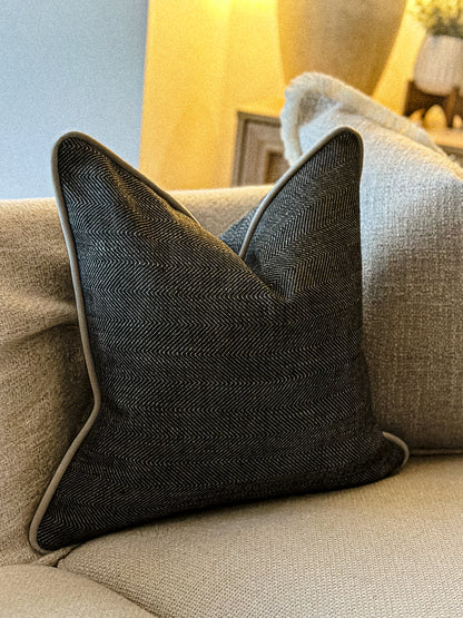 ARROW | Black Herringbone Cushion