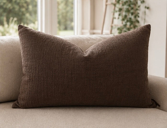 EARTHY BROWN | Fringed or piped Cushion