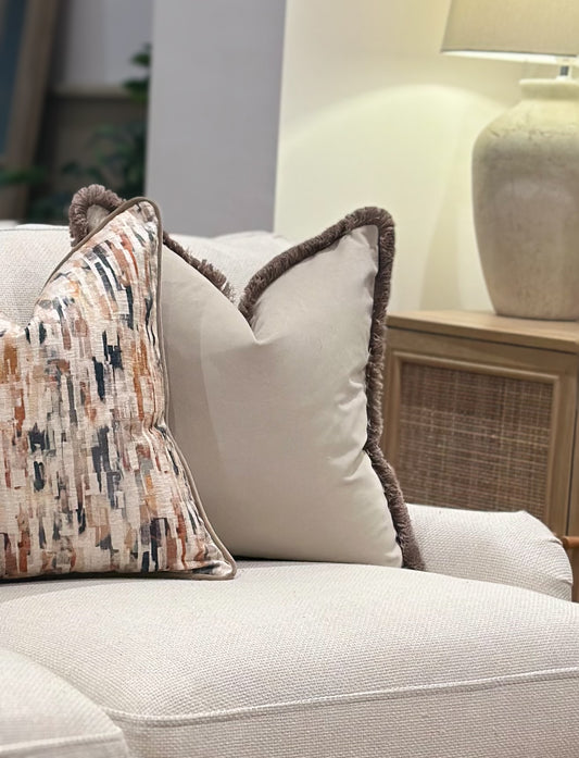 PUTTY VELVET | Fringe or Piped Cushion
