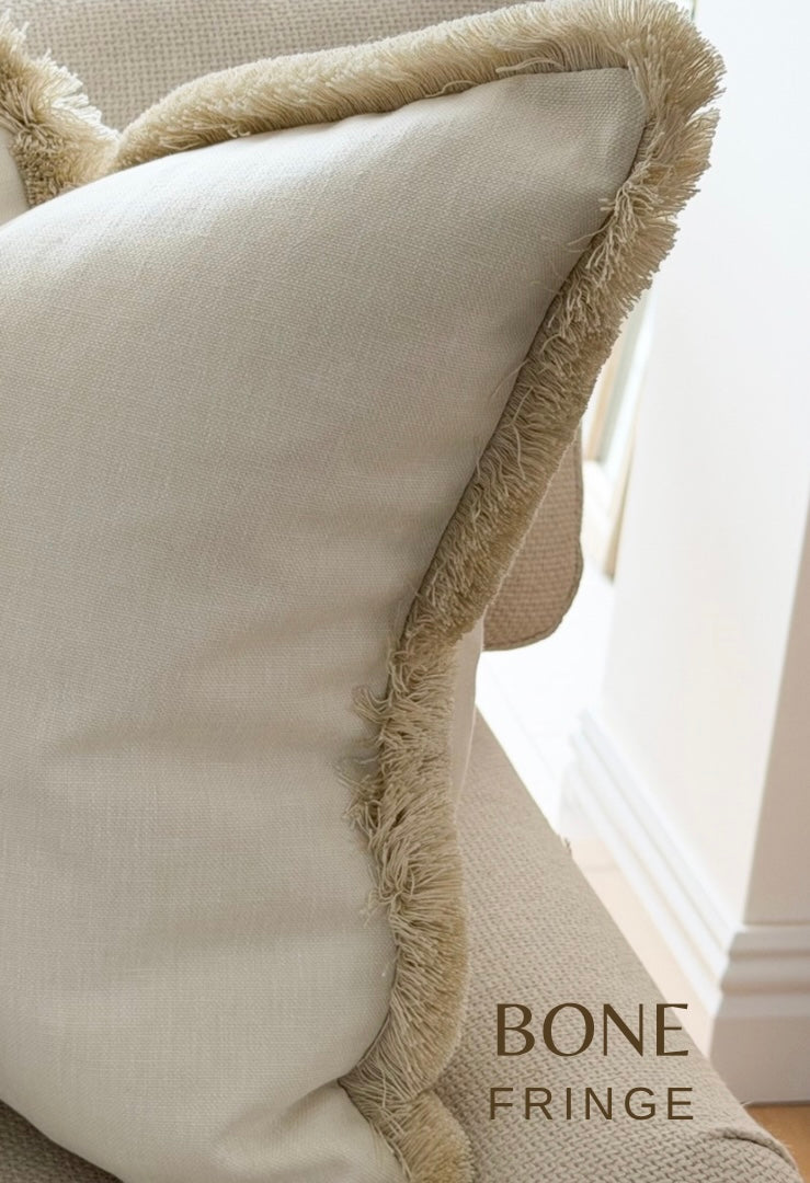 LILY | Light Cream Fringed Cushion