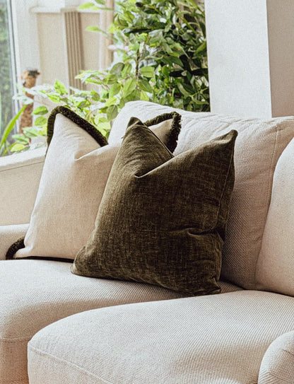 DEEP OLIVE | Green Velvet Cushion