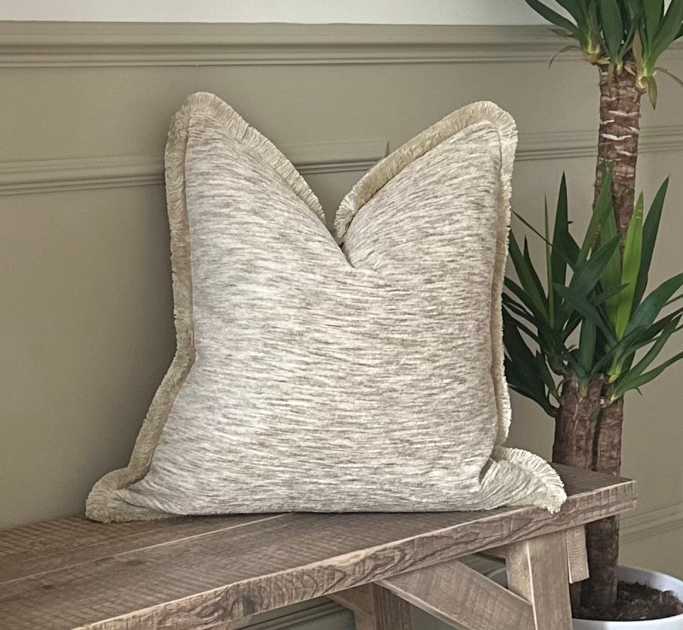 SANDSTONE| Luxury Textured Fringed or Piped  Cushion