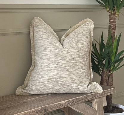 SANDSTONE| Luxury Textured Fringed or Piped  Cushion