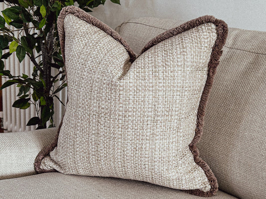 LEXI | Cream Woven Fringed Cushion