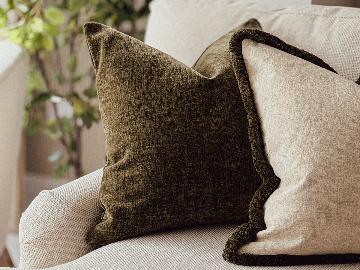 DEEP OLIVE | Green Velvet Cushion