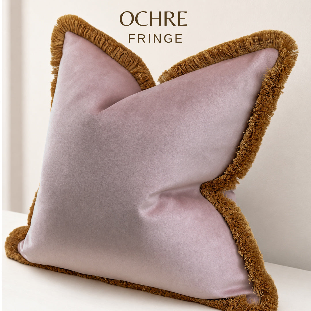 BLUSH VELVET | Fringed Cushion