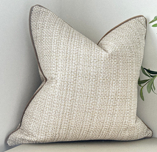 Textured weave cushion cover cream