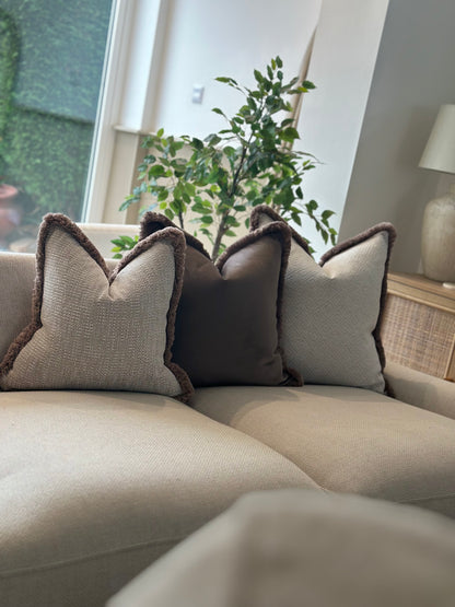MOLE VELVET | Brown Fringed cushion