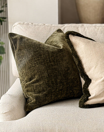 DEEP OLIVE | Green Velvet Cushion