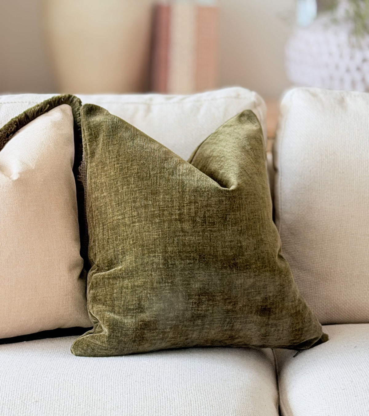 DEEP OLIVE | Green Velvet Cushion
