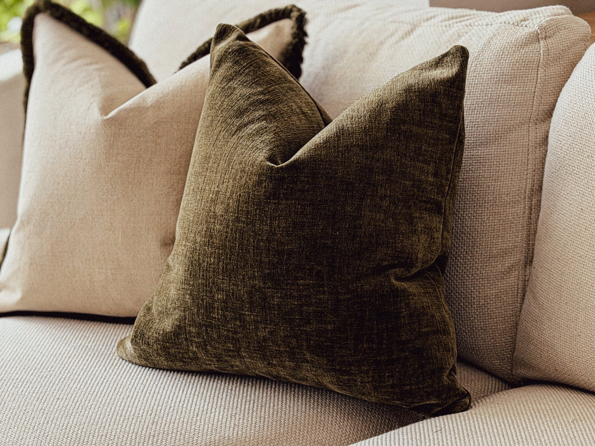 DEEP OLIVE | Green Velvet Cushion