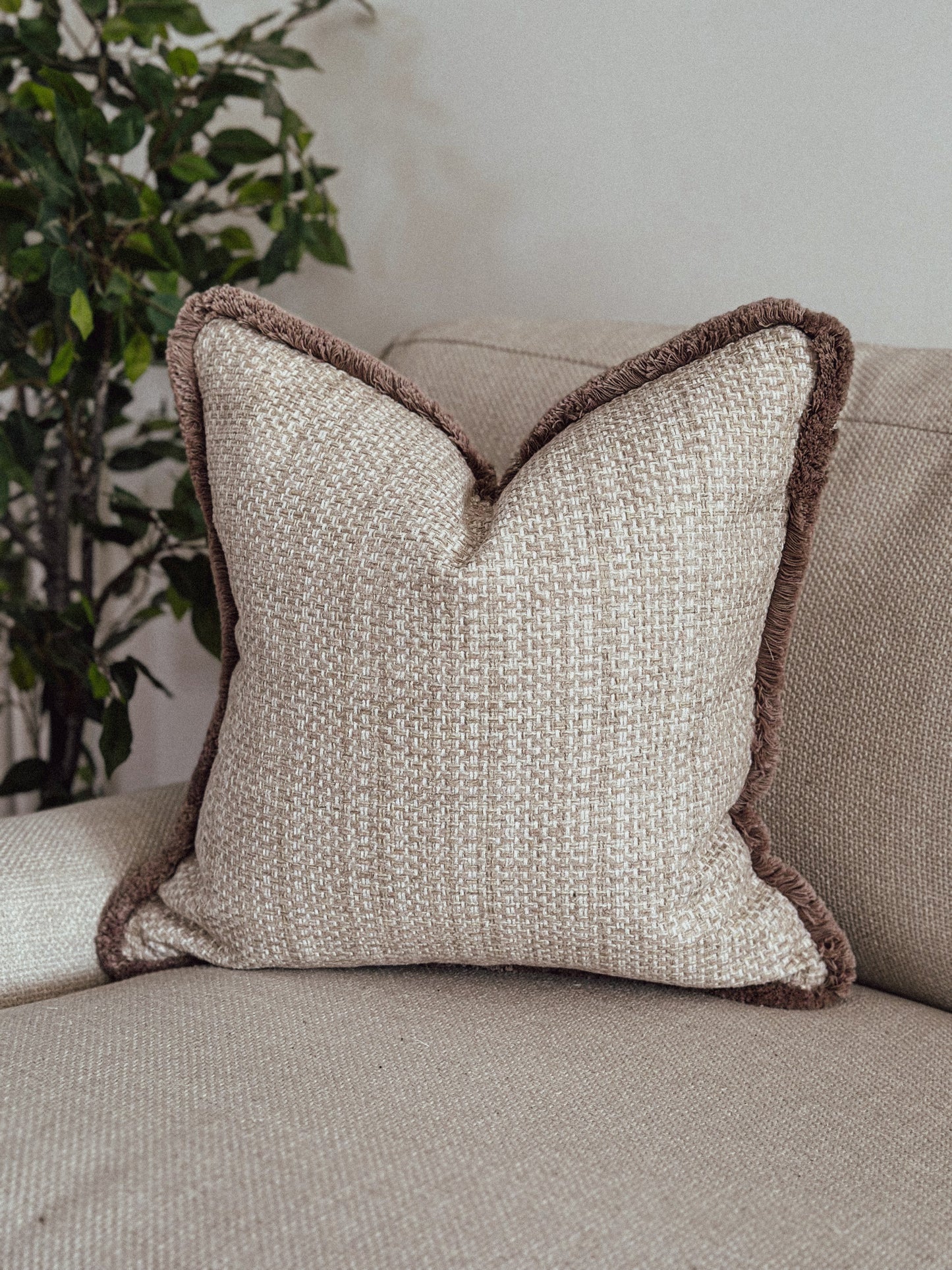 LEXI | Cream Woven Fringed Cushion
