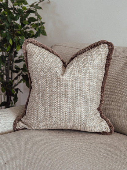 LEXI | Cream Woven Fringed Cushion