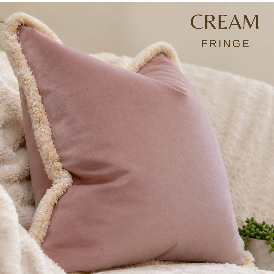 BLUSH VELVET | Fringed Cushion
