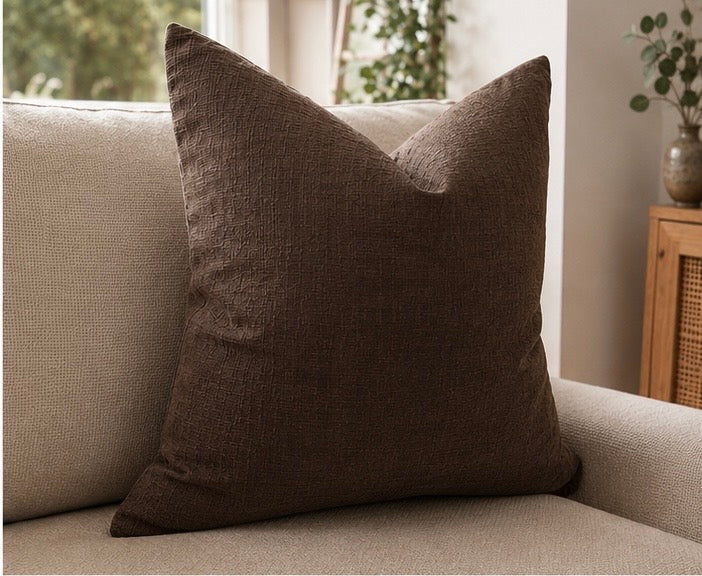 EARTHY BROWN | Fringed or piped Cushion