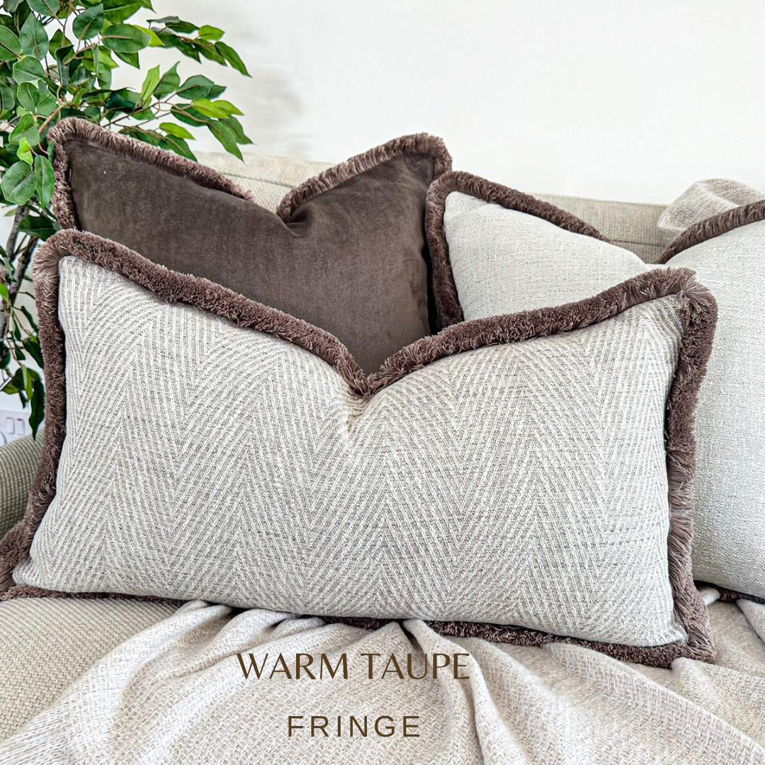HERRINGBONE NATURAL |  Fringe Cushion
