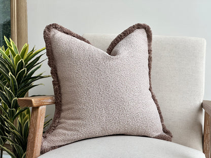DUSTY BLUSH | Boucle Cushion Cover with Fringe - Limited Stock