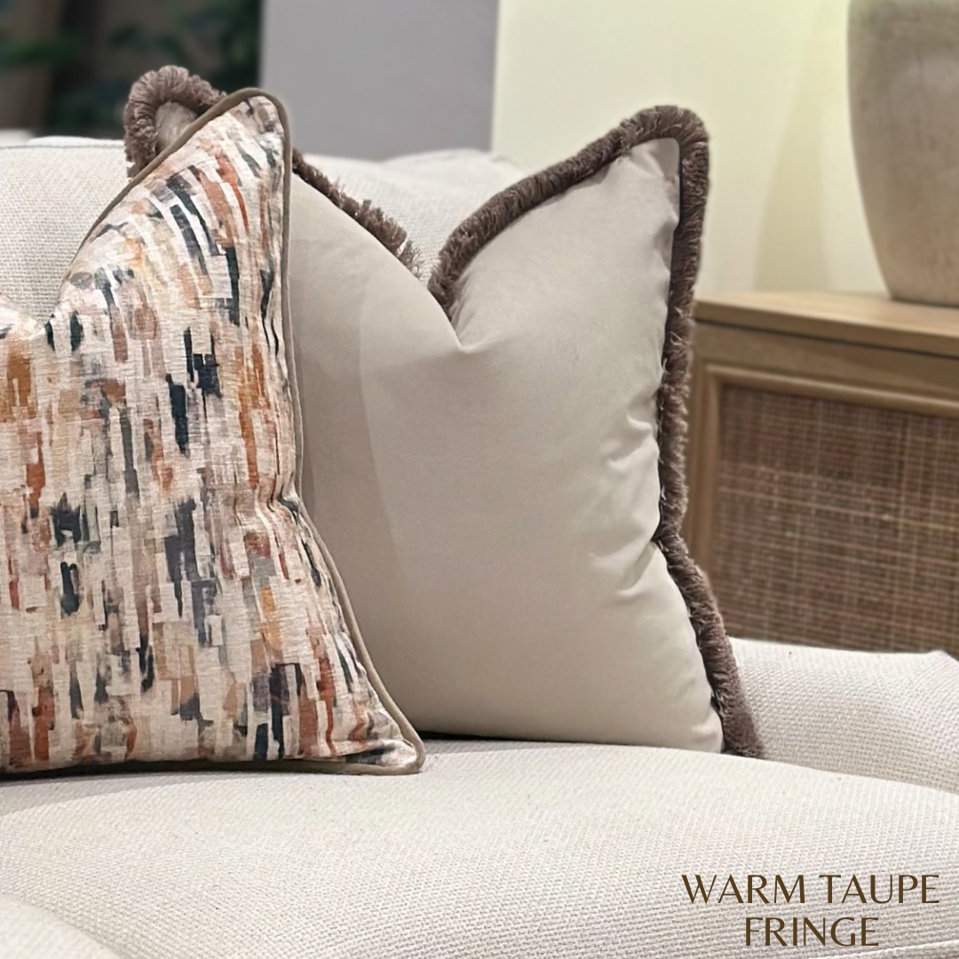 PUTTY VELVET | Fringe or Piped Cushion