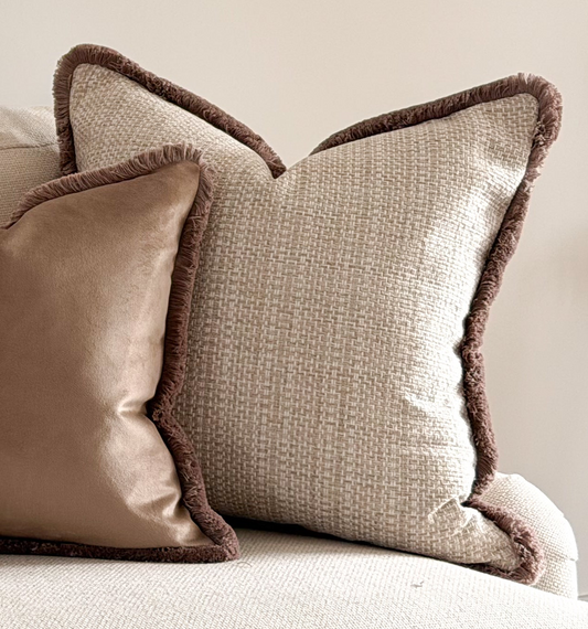 LEXI | Cream Woven Fringed Cushion