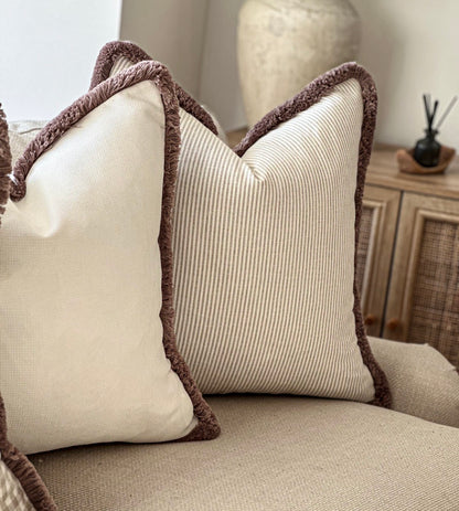 FILEY | Natural Beige Ticking Stripe Cushion