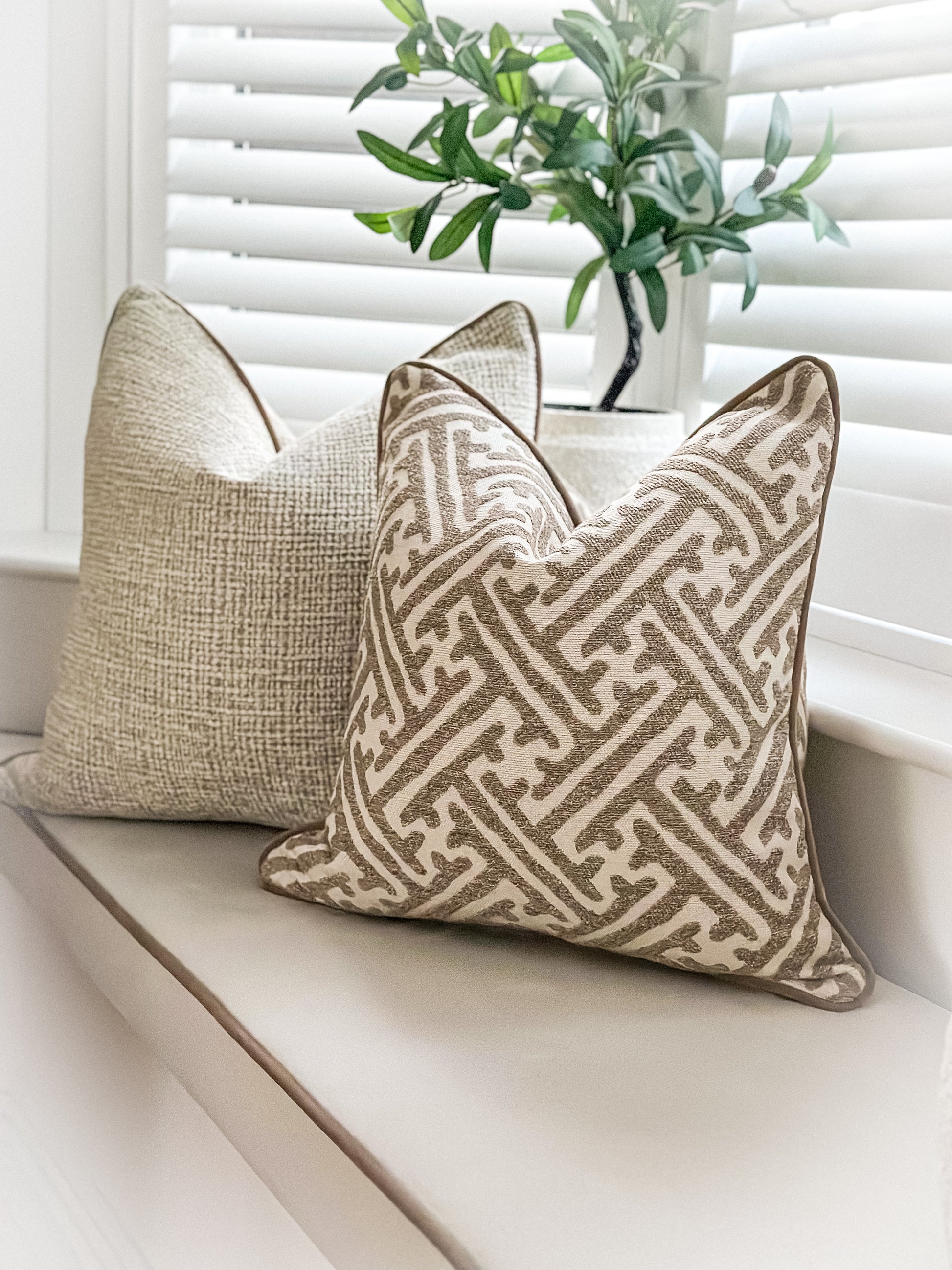Taupe and neutrals luxury pillow.