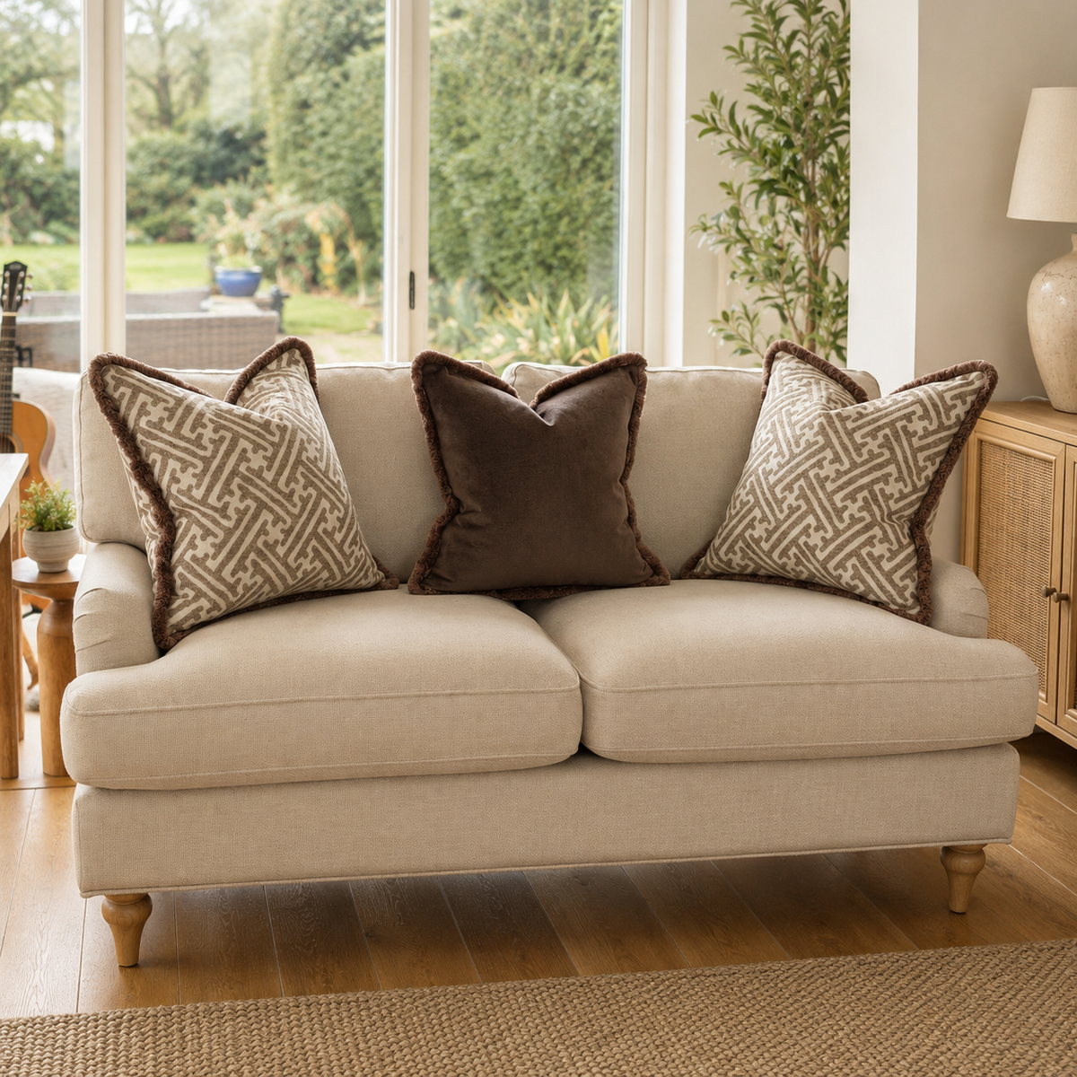HAVANA TAUPE | Geometric Fringed Cushion