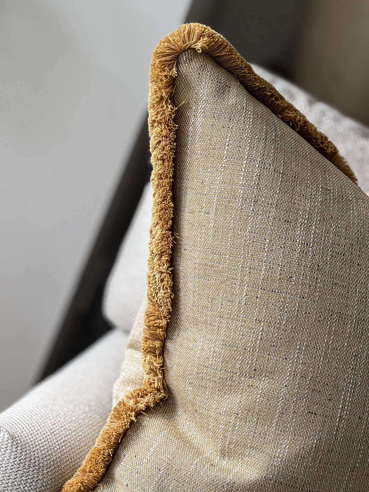 OCHRE | Yellow Textured Fringe Cushion