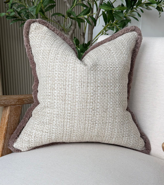 Lexi cushion cover - warm taupe fringe