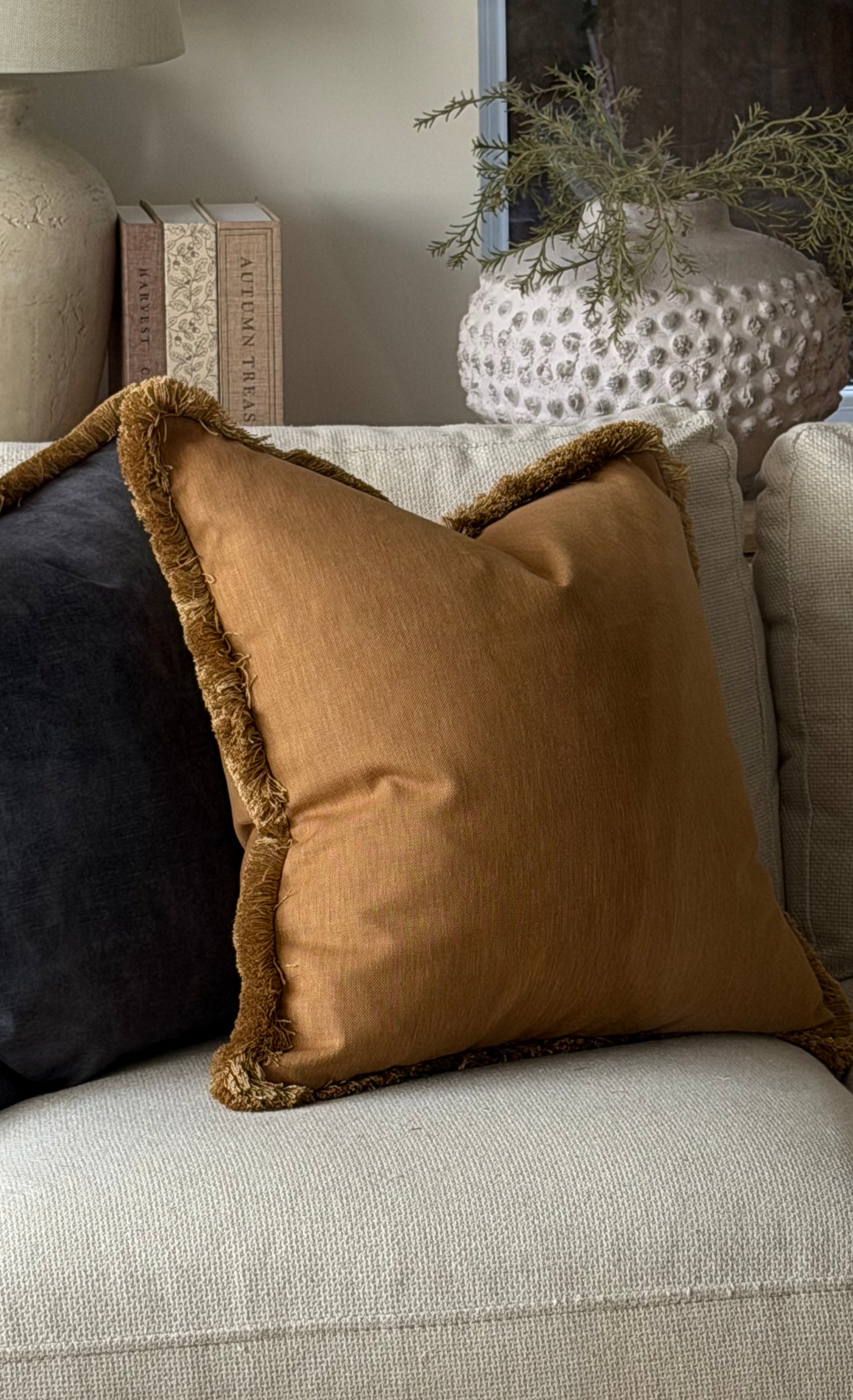 HONEY | Deep Earthy Mustard Fringed Cushion