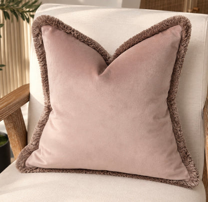 BLUSH VELVET | Fringed Cushion